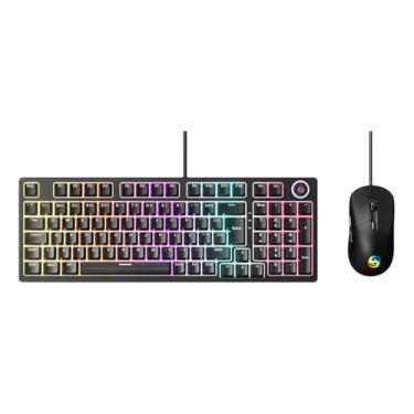 Imagem de Kit Teclado E Mouse Mecânico Gamer Rgb Led Switch Red Bk-08 (Preto)