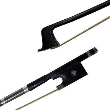 Imagem de yinfeel Arco de violino de fibra de carbono preto 4/4 para adultos 74,5 cm para estudantes avançados, olhos parisienses, sapo de ébano (branco)
