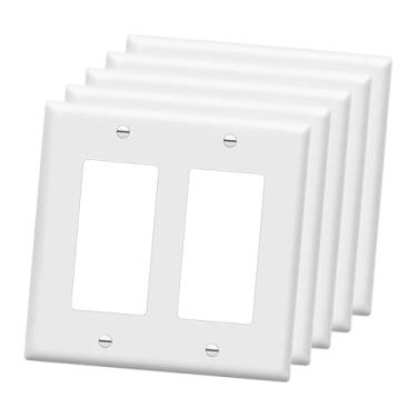 Imagem de Ioensy 5x Placas de tomada duplex padrão dos EUA Placas de parede Decoração elegante Painéis de tomada duplex resistentes para instalação elétrica doméstica, 2 Furos