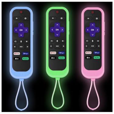Imagem de Gavyqier Pacote com 3 capas para controles remotos Westinghouse Roku TV | Onn Roku | Capa protetora de silicone universal para controle remoto TCL Hisense Roku