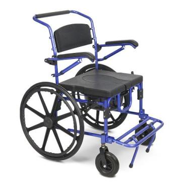 Imagem de Cadeira de Banho D70 em Alumínio até 200 kg Assento 51cm Dellamed, Azu
