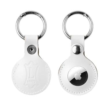 Imagem de Levy's Chaveiro de couro genuíno compatível com todas as etiquetas de ar com fecho de botão seguro, branco (A66AIR-WHT)