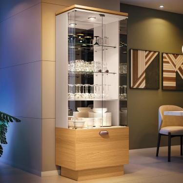 Imagem de Cristaleira Aura Sala De Estar Com Portas De Vidro Cinamomo/off White