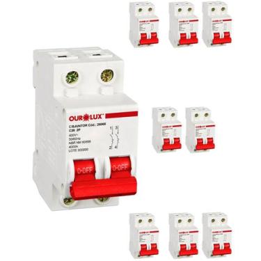 Imagem de 9 Disjuntor Bipolar 20 Amperes C Ourolux