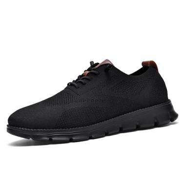 Imagem de Wearbreeze Tênis Oxford masculino casual de negócios – Sapatos sociais leves com cadarço para trabalho, viagens e deslocamento diário, 087 preto, 46