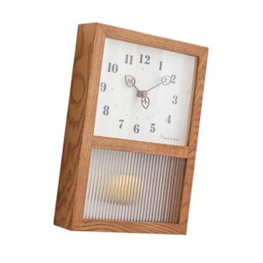 Imagem de IEUDNS Relógio de parede com pêndulo oscilante, relógio de mesa estético silencioso, decoração para casa, escritório, berçário, restaurante, sala de estar