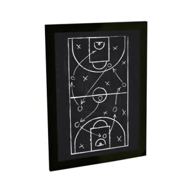 Imagem de Quadro Decorativo Basquete Tática Técnico Desenho Esportes