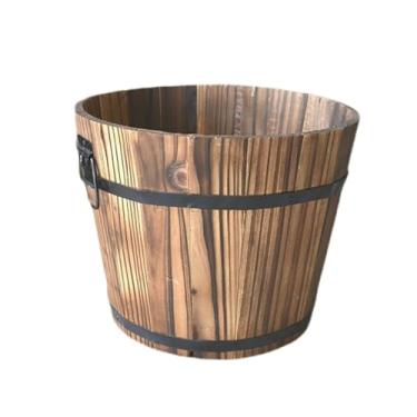 Imagem de Stgfyxgs Vaso de madeira para plantas em formato de barril, balde de flores, recipiente para plantas, decoração de e quintal interno