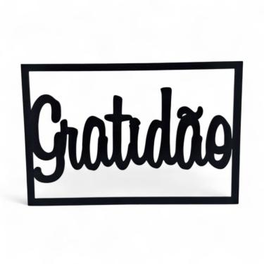 Imagem de Placa Decorativa Palavra Gratidão em Mdf Cor Preto 28 cm