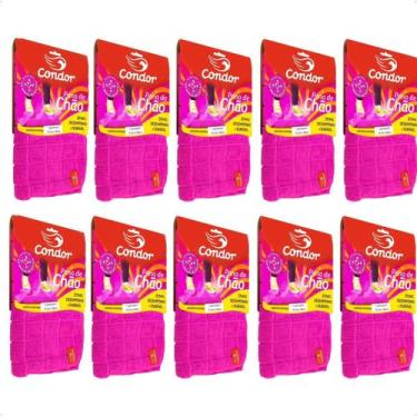 Imagem de Pano de Chão Microfibra Grande 70x50cm Rosa Kit Com 10 Unidades Superf