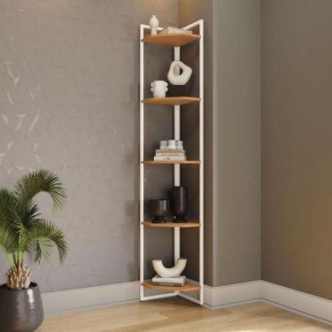 Imagem de Torre Desk de Canto Multiuso 5 Prateleiras Canela/Branco - FdECOR