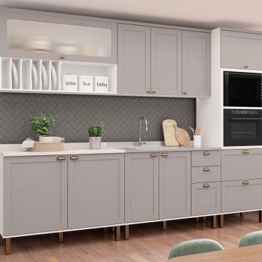 Imagem de Cozinha Completa 5 Peças 100% Mdf Iluminata Branco/Cinza