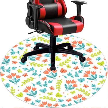 Imagem de Tapete de cadeira de escritório com flores, textura de flor, tapete de cadeira de mesa para piso de madeira de escritório em casa, protetor de piso de pilha baixa, redondo 78,7 cm