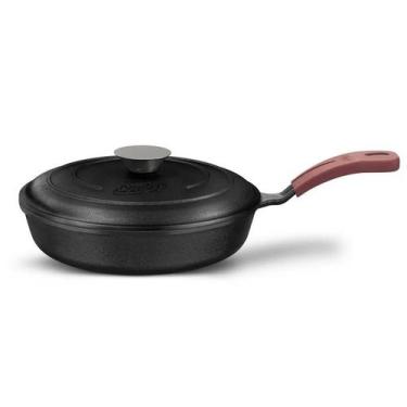 Imagem de Frigideira De Ferro Fundido 1,9 Litros 24cm Indução com Tampa de Ferro