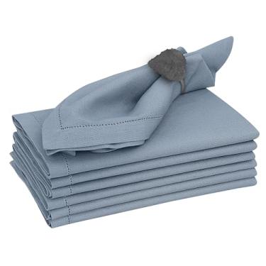 Imagem de RUVANTI Conjunto De 6 Guardanapos Linho Premium Ruvanti, 50X50 Cm, Ponto Bainha Clássico, Cantos Em Meia-Esquadria - Macio, Elegante, Lavável Para Jantar, Casamentos, Festas E Uso Diário, Cinza