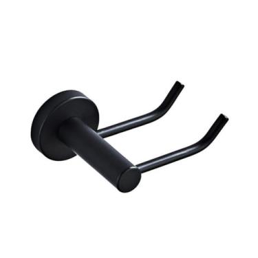 Imagem de Conjunto de banheiro de latão preto - barra de toalha com prateleira para secador de cabelo, suporte para papel higiênico, suporte para secador de cabelo