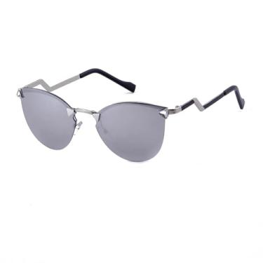 Imagem de JRLLFD Óculos de sol vintage feminino dirigindo armação de metal redonda lente espelhada prata retrô masculino óculos de sol feminino uv400(2)