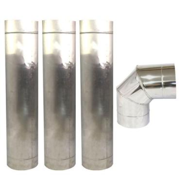 Imagem de Kit Duto 9 Inox 430 E Curva Chaminé Churrasqueiras Lareira - INOX LAUR