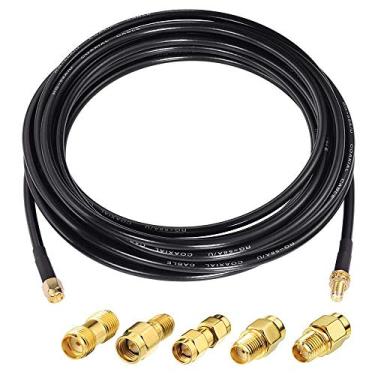 Imagem de SUPERBAT Cabo coaxial RF SMA macho para SMA fêmea de 7,6 m + kit adaptador coaxial RF 5 peças para roteador/antena/aprimorador de sinal/adaptador sem fio etc