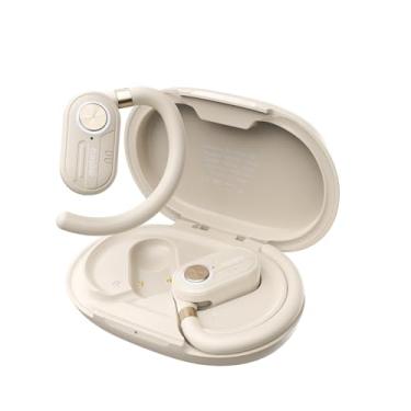 Imagem de Fone de Ouvido Bluetooth OWS com Tela LCD, Bluetooth 5.4, Estéreo Hi-Fi, Cancelamento de Ruído Ativo, Basike Fone Esportivo com Ganchos, IPX4, 30 Horas de Reprodução, para Treino e Corrida(Branco)