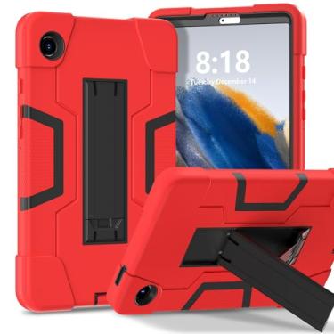 Imagem de Meifei Capa para Galaxy Tab A9 8.7 2023, capa protetora de alto impacto, resistente, de silicone macio, à prova de choque, para Samsung Tab A9 SM-X110 SM-X115 Vermelho + Preto
