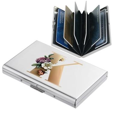 Imagem de BONSYL® Carteira com porta-cartões de crédito de metal com bloqueio de RFID para homens e mulheres – Estojo fino de aço inoxidável com padrões artísticos, design antifurto, comporta de 6 a 12 cartões.