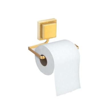 Imagem de Porta Papel Higiênico De Chão Com Suporte Para Celular Dourado Preto Cromado(Dourado 3M)