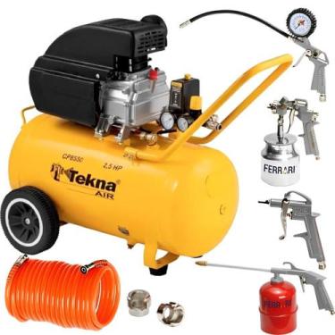 Imagem de Compressor De Ar 50 Litros 2,5 Hp 8,5 Pés Cp8550 Tekna + Kit, 110V