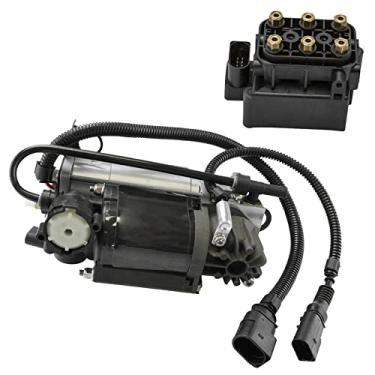 Imagem de TRQ Conjunto de kit de bloco de válvula de bomba de compressor de suspensão a ar traseira, 2 peças, compatível com Audi Allroad