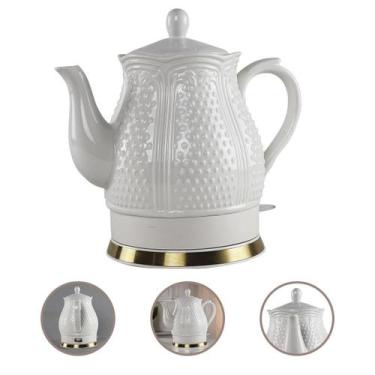 Imagem de Chaleira Elétrica Porcelana Branca Luxo 1,5L Base 360 - 127V - Tuut