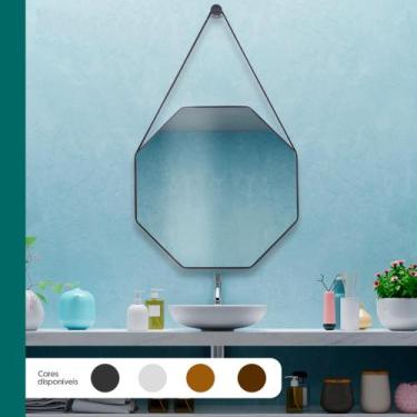 Imagem de Espelho Redondo Decorativo Adnet Octogonal 60cm + Pendurador - Landi V