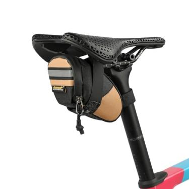 Imagem de Rhinowalk Bolsa pequena para selim de bicicleta, bolsa de ferramentas para bicicleta sob o assento, impermeável, refletiva, com fecho de zíper e bolso interno de malha para bicicletas de montanha