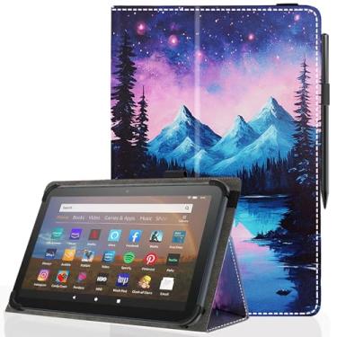 Imagem de Pudiceva Capa universal para tablet Android 10 de 10,1 polegadas, capa fina e dobrável para todos os tablets com tela sensível ao toque de 22,9 a 10,7 cm com suporte para caneta Stylus, capa terrestre