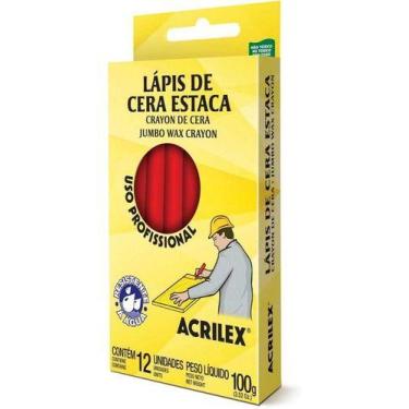 Imagem de Giz de Cera Vermelho Uso Profissional Cx 12 und. - ACRILEX
