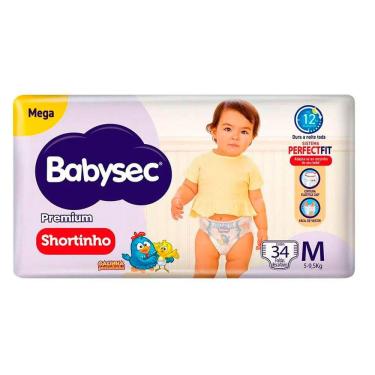 Imagem de Fralda Descartável Babysec Shortinho Mega M Com 34 Unidades