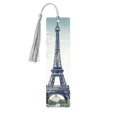 Imagem de Marcador de livro de madeira com estampa de marcos de Paris, para homens, mulheres, leitura, marcadores, exclusivos, feitos à mão, com pingente de borla, marcador de livro para amantes de livros