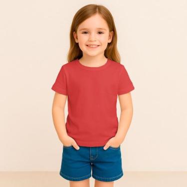 Imagem de Camiseta Juvenil Feminina Lisa Unissex Masculina Manga Curta Algodão 2