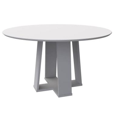 Imagem de Mesa Redonda 4 lugares Com Vidro 3mm de 117cm  Sem Cadeiras Le Mans Off White - ÉdeCasaMóveis