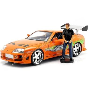Imagem de MINIATURA 1995 TOYOTA SUPRA LARANJA BRIAN VELOZES E FURIOSOS COM BONECO 1/18 - COM LUZES