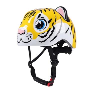 Imagem de UGPLM Capacete de bicicleta infantil leve à prova de choque, capacete de desenho animado para skate, respirável para patins, bicicleta e patins, Tigre