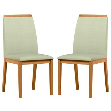 Imagem de Conjunto com 2 Cadeiras de Jantar Estofada Fernanda Ypê/Linho Palha Ln04 - New Ceval