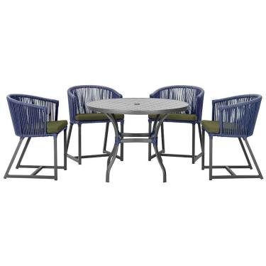 Imagem de Mesa Com 4 Cadeiras E Noronha Estofado 13 Trama autêntico Azul