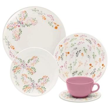 Imagem de Aparelho de Jantar 20 Peças Jardim Secreto Oxford, Branco e Lilás, 20