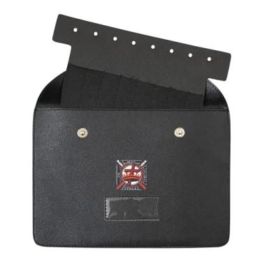 Imagem de UK EMPIRE GROUP Porta-joias de bolso de cavaleiro templário maçônico de couro preto (grande) – Estojo de joias maçom