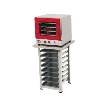 Imagem de Kit - Forno Turbo Elétrico Fast Oven Prp-004 220v Vermelho + Bancada M