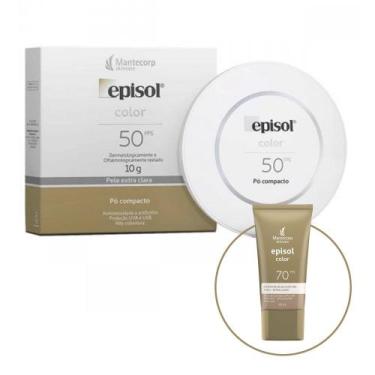 Imagem de Kit Episol Color Pó Compacto FPS50 Pele Extra Clara 10g + Protetor Sol