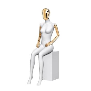 Imagem de Mannequin Expositor de roupas de cintura fina, corpo feminino, manequins de varejo, cabeça de braço galvanizado destacável e giratória(Gold)