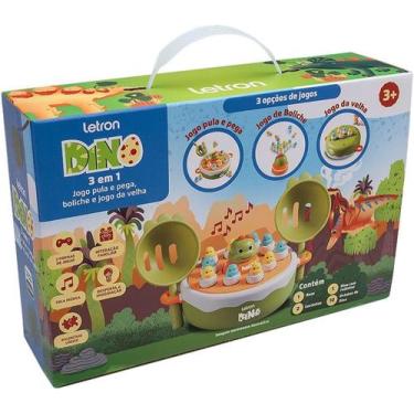 Imagem de Jogo dino 3 em 1 c/ jogos boliche e jogo da velha e pula e pega letron