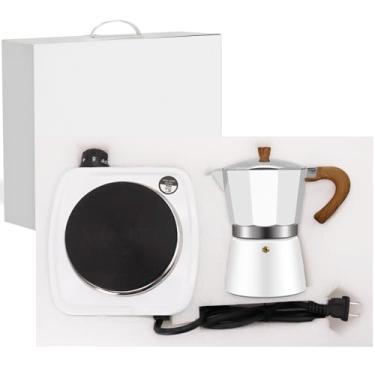 Imagem de Vaolvpant Conjunto de panela Moka de alumínio 2 em 1 com fogão elétrico, cafeteira expresso, 150 ml, Mocha Express, portátil, acampamento, viagem, preferida, cafeteira, café cubano, italiano, 3