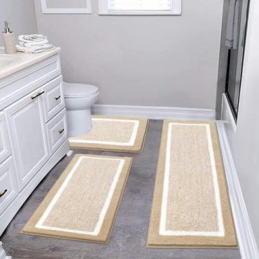Imagem de Conjunto de tapetes de banheiro Pauwer Microfiber Shaggy Bath Mat 3 pe